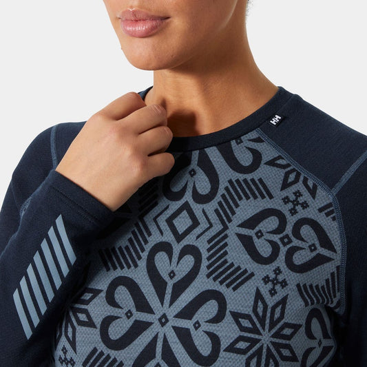 Women's LIFA Merino Midweight Graphic Long-Sleeve Crew Base Layer