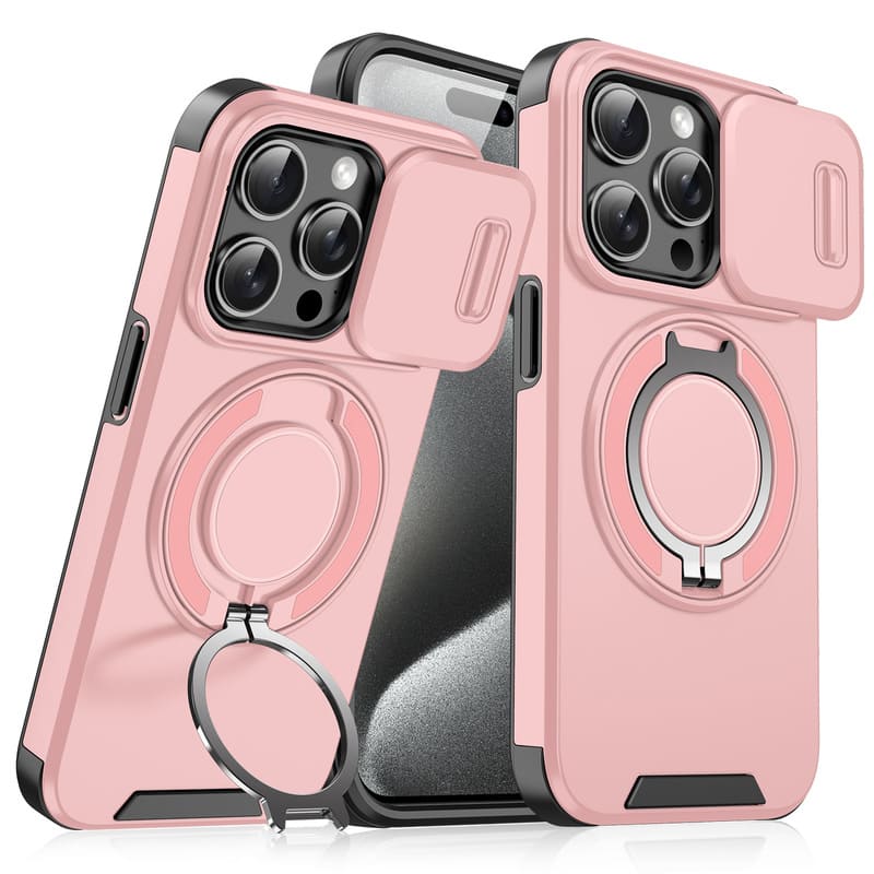 "ChubbyArmor 2.0" Military-Grade Shockproof Magnetic Case with Camera Slide & 360° Kickstand Ring
