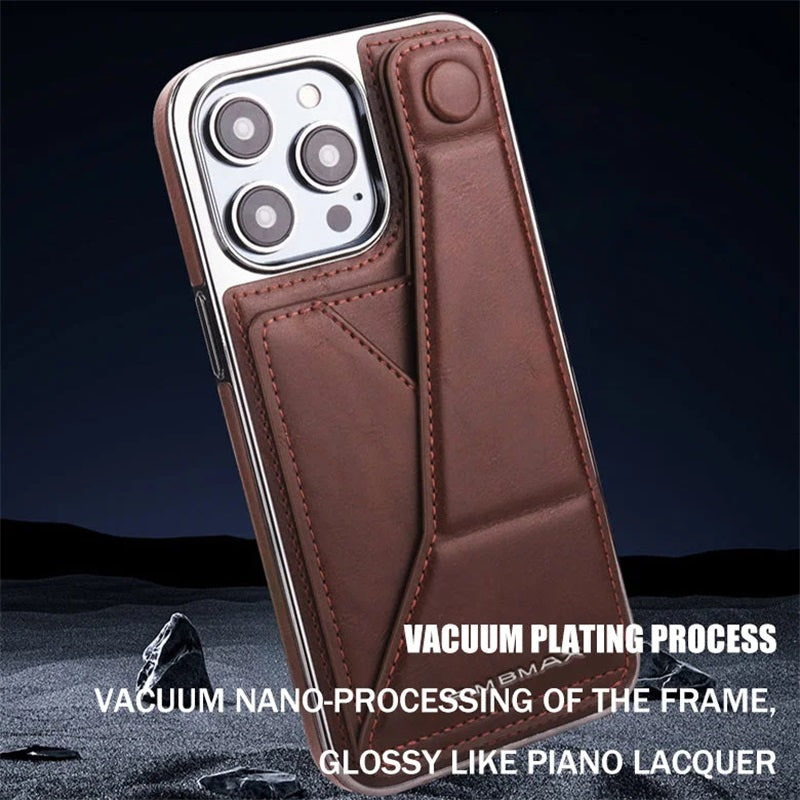 Full-cover Artificial Leather Case with Wristband Stand & Card Slot Suitable for iPhone Series